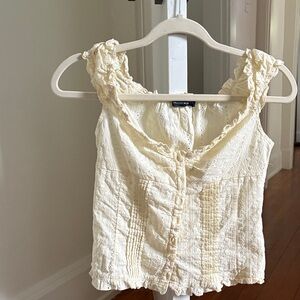 Brandy Melville Cream Ruffled Blouse